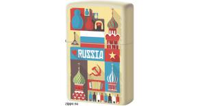 Зажигалка ZIPPO Открытка из России, с покрытием Cream Matte, латунь/сталь, кремовая, 36x12x56 мм